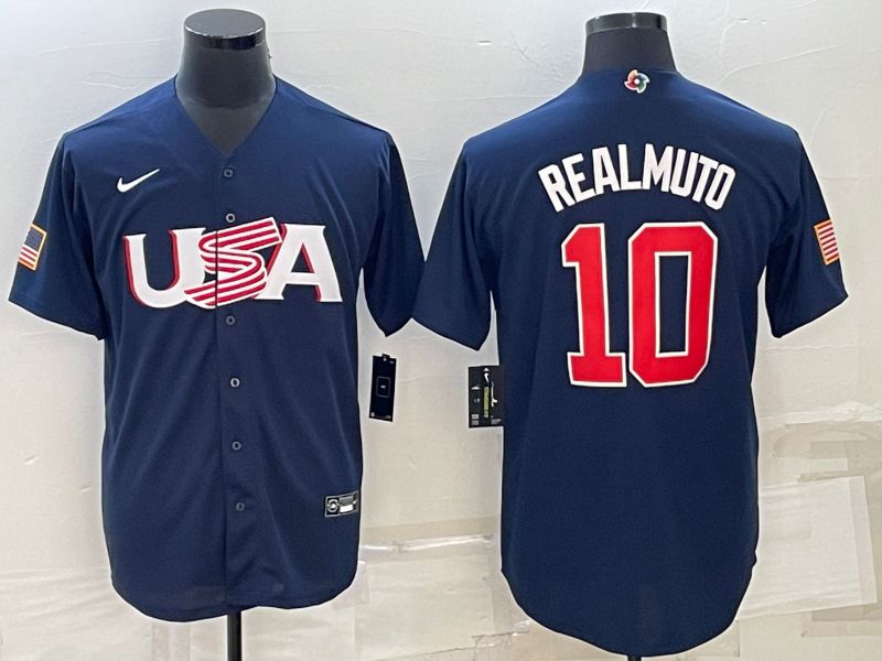 Men 2023 World Cub USA #10 Realmuto Blue Nike MLB Jersey4->more jerseys->MLB Jersey